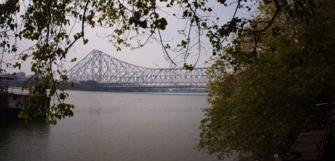Hooghly river with Howrah Bridge, where Kolkata's ferry routes cross