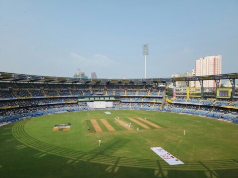 Crowd at a packed cricket stadium in India