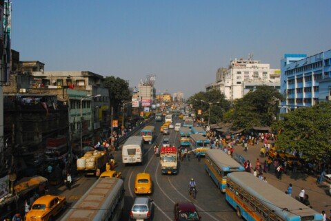Kolkata traffic police officer on duty at a city junction