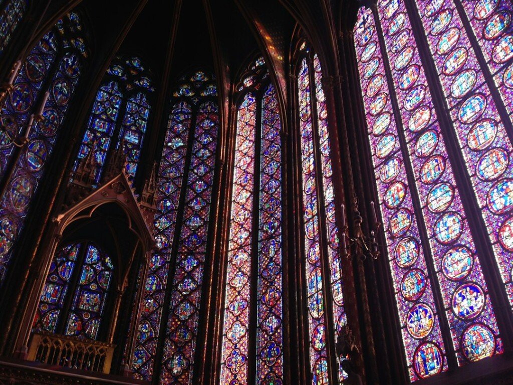 Gothic cathedral stained glass windows, representing historic churches in Kolkata