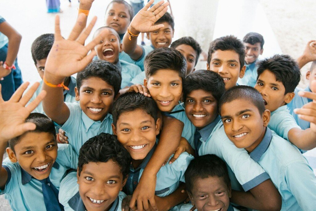 Group of Indian schoolchildren in uniform, representing top schools in Kolkata